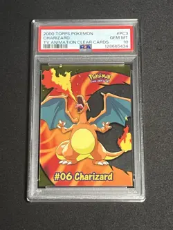 2000 TOPPS POKEMON TV ANIMATION CLEAR CARDS #PC3 CHARIZARD PSA 10 Gem Mint - Image 1