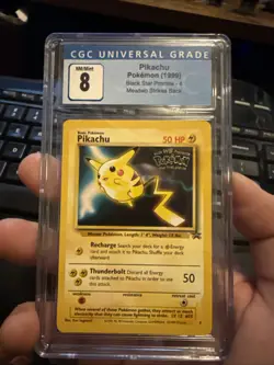 CGC 8 Pikachu 4 WB Movie Black Star Promo Pokemon Card - Image 1