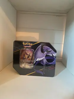 POKEMON CARDS TCG CROWN ZENITH GALARIAN ARTICUNO SEALED TIN (5 BOOSTER PACKS) - Image 1