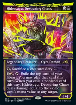 Hidetsugu, Devouring Chaos (Neon Ink Yellow) Kamigawa: Neon Dynasty - Near Mint - Image 1