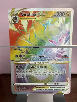 Pokemon Giratina VSTAR Rainbow Secret Rare Card 201/196 Lost Origins Holo Mint - Image 1