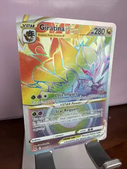 Pokemon Giratina VSTAR Rainbow Secret Rare Card 201/196 Lost Origins Holo Mint - Image 2