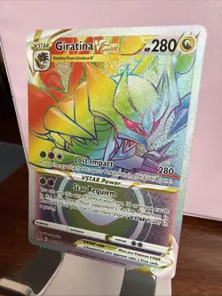 Pokemon Giratina VSTAR Rainbow Secret Rare Card 201/196 Lost Origins Holo Mint - Image 3