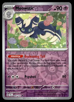 Meowstic 85/191 Pokemon Card Surging Sparks Uncommon 90 HP Rev Holo Near Mint CI - Image 1