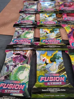 pokemon tcg sword and shield fusion strike booster packs, lot of 13 sealed - Image 3