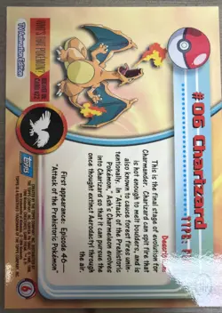 1999 Pokemon Topps #06 Charizard TV Animation Edition Holo Foil Series 1 - Image 2