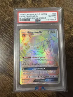 Pokemon Metagross GX Guardians Rising Secret Rare Full Art #157 PSA 10 Gem Mint - Image 1