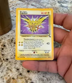 Pokemon TCG Zapdos Holo Rare Card 15/62 MP Fossil Unlimited 1999 Vintage - Image 1