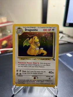 1999 POKEMON FOSSIL #4/62 DRAGONITE HOLO RARE [NM] - Image 1