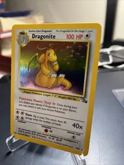1999 POKEMON FOSSIL #4/62 DRAGONITE HOLO RARE [NM] - Image 2
