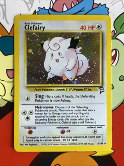 Clefairy 6/130 Base Set 2 Holo Rare Unlimited Pokemon Card TCG - LP/NM - Image 1