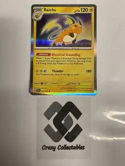 Pokemon Cards Raichu 019/091 Paldean Fates Holo Rare Mint Condition Card - Image 1