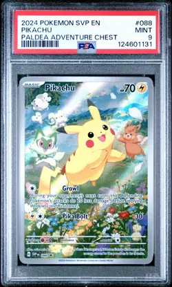 Pikachu 2024 Pokemon SVP Black Star Promo Paldea Adventure Chest #088 PSA 9 - Image 1