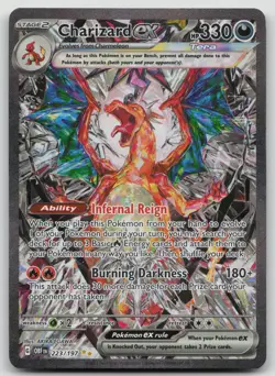 Pokemon TCG Sv03: Obsidian Flames Charizard EX Holo Card 223/197 LP - Image 1