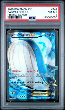 2015 POKEMON XY PRIMAL CLASH #147 FULL ART/WAILORD EX PSA 8 - Image 1