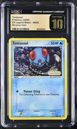 Pokemon Tentacool 66/92 Reverse Holo EX Legend Maker - CGC 10 PRISTINE - Image 1