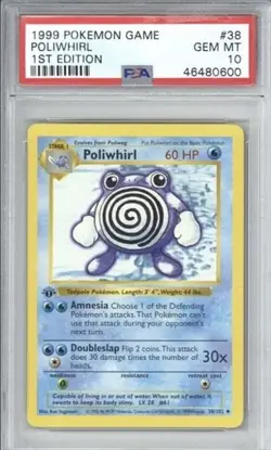 PSA 10 POLIWHIRL 1ST EDITION 1999 POKEMON GAME BASE SET #38 CARD SHADOWLESS - Image 1