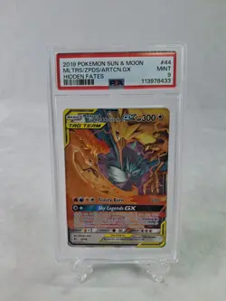 2019 Pokemon Sun & Moon Moltres Zapdos Articuno GX Tag Team #44 Card PSA 9 Mint - Image 2