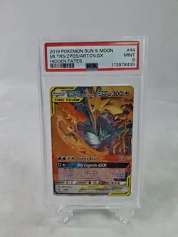 2019 Pokemon Sun & Moon Moltres Zapdos Articuno GX Tag Team #44 Card PSA 9 Mint - Image 3