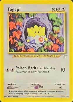 Pokemon Card | TCG Togepi 51/111 Neo Genesis Regular | NM - Image 1
