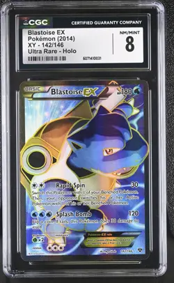 CGC 8 Blastoise EX 2014 XY 142/146 Ultra Rare Holo Pokemon Card - Image 1