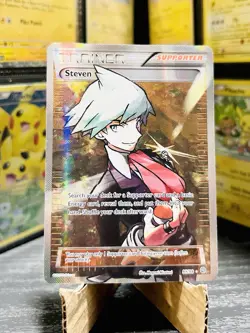 Steven 95/98 Full Art Rare Holo Pokemon Card Near Mint Condition Never Played - Image 1