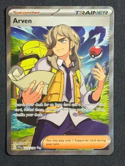 Pokemon TCG Scarlet & Violet Arven Trainer Full Art Ultra Rare Holo Card 235/198 - Image 1