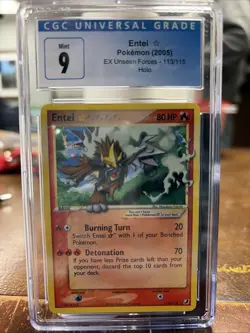 Pokemon Entei 113/115 EX Unseen Forces Gold Star 2005 CGC 9 - Image 1