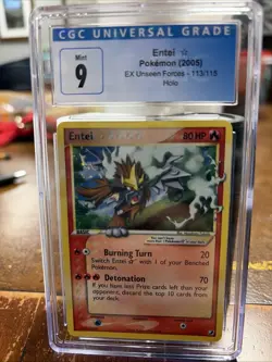 Pokemon Entei 113/115 EX Unseen Forces Gold Star 2005 CGC 9 - Image 2