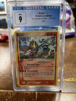 Pokemon Entei 113/115 EX Unseen Forces Gold Star 2005 CGC 9 - Image 3