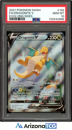 Pokemon 2021 Dragonite V 192/203 Alt Art Evolving Skies GEM MINT PSA 10 - Image 1