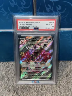 Charizard ex #074 SVP 2024 Pokemon S&V Paldean Fates Tin Black Star Promo PSA 10 - Image 1