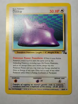Ditto Fossil Regular Unlimited Pokemon FO 18 Rare PKMN LP - Image 1