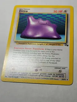 Ditto Fossil Regular Unlimited Pokemon FO 18 Rare PKMN LP - Image 3