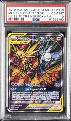 2019 POKEMON SM BLACK STAR PROMO FULL ART/MOLTRES & ZAPDOS & ARTICUNO GX PSA 10 - Image 1