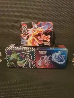 Pokemon Empty Lunch Box Tin Set Of 3 . Mystery Bonus Card Added. - Image 1