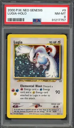 PSA 8 Lugia Neo Genesis 9/111 Holo Pokemon Card B22 - Image 1