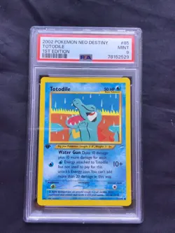 Pokemon Cards: 1st Edition Neo Destiny Common: Totodile 85/105: PSA 9 - Image 1