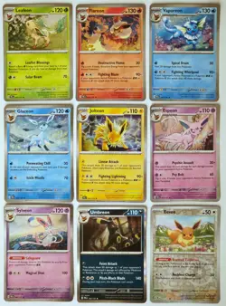 Prismatic Evolutions Complete Set of 9 Eeveelutions Rare Holo NM Pokemon Cards - Image 1