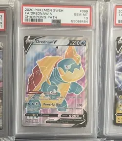 2020 Pokemon SWSH #069 FA/Drednaw V Champion's Path PSA 10 270 - Image 1