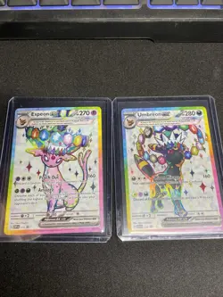 Umbreon EX 176 & Espeon EX 175 Promo Cards Prismatic Evolutions NM. - Image 1