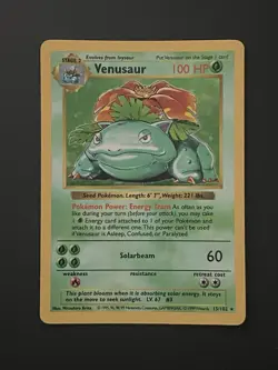 Pokemon TCG Venusaur Base Set, Holo Shadowless Rare Card 15/102 - Image 1