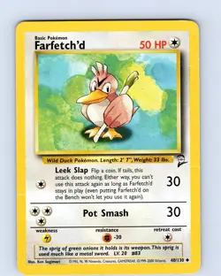 Pokemon TCG Farfetch'd Base Set 2 40/130 Unlimited Uncommon Card WOTC HP-MP - Image 1