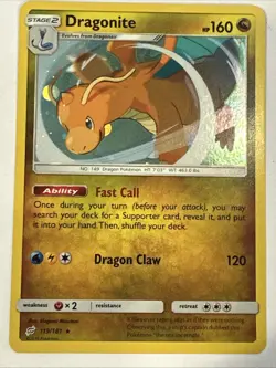 Pokemon TCG Dragonite 119/181 Sun & Moon Team Up Cosmos Holo Rare Card - Image 1