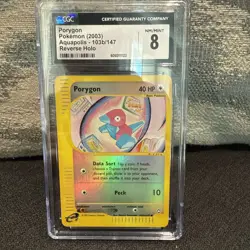 Porygon 103b/147 Aquapolis 2003 Pokemon Card CGC 8 NM/ Mint Reverse Holo - Image 1