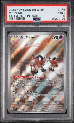 Mr. Mime Illustration Rare Pokemon Mew En-151 179/165 PSA 9 - Image 1