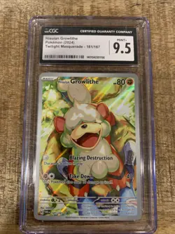 Pokemon S &V Twilight Masquerade Hisuian Growlithe 181/167 CGC 9.5 - Image 1
