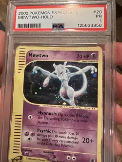 SWIRL PSA 1 2002 Expedition Mewtwo Holo Foil 20/165 WOTC E-Reader Series Pokemon - Image 3