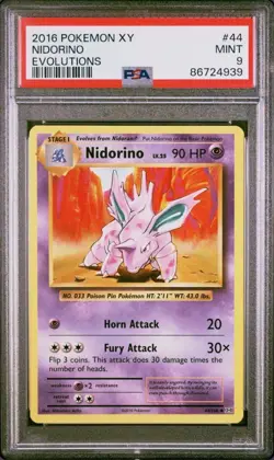 PSA 9 Pokemon TCG Nidorino Evolutions 44/108 Regular Uncommon - Image 1