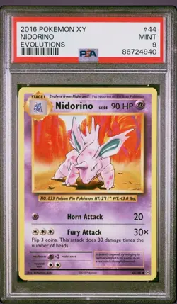 PSA 9 Pokemon TCG Nidorino Evolutions 44/108 Regular Uncommon - Image 3